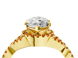 Yellow gold Marquise Cut Diamond with Citrine side stone Halo Twist Band Solitaire Prong Setting Ring_52