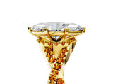 Yellow gold Marquise Cut Diamond with Citrine side stone Halo Twist Band Solitaire Prong Setting Ring_53