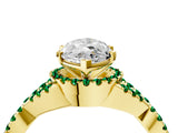 Yellow gold Marquise Cut Diamond with Emerald side stone Halo Twist Band Solitaire Prong Setting Ring_16