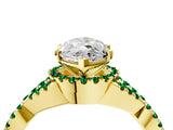 Yellow gold Marquise Cut Diamond with Emerald side stone Halo Twist Band Solitaire Prong Setting Ring_34