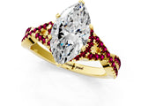 Yellow gold Marquise Cut Diamond with Garnet side stone Halo Twist Band Solitaire Prong Setting Ring_31