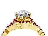 Yellow gold Marquise Cut Diamond with Garnet side stone Halo Twist Band Solitaire Prong Setting Ring_34