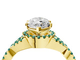 Yellow gold Marquise Cut Diamond with Green Sapphire side stone Halo Twist Band Solitaire Prong Setting Ring_28