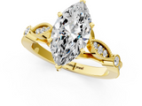 Yellow gold Marquise Cut Diamond with Milgrain Marquise and Bezel Accents on a Solitaire Band with Prong Setting_195