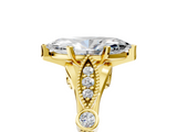 Yellow gold Marquise Cut Diamond with Milgrain Marquise and Bezel Accents on a Solitaire Band with Prong Setting_199