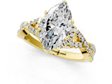 Yellow gold Marquise Cut Diamond with Moissanite side stone Halo Twist Band Solitaire Prong Setting Ring_25
