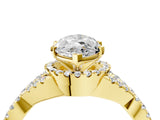 Yellow gold Marquise Cut Diamond with Moissanite side stone Halo Twist Band Solitaire Prong Setting Ring_28