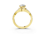Yellow gold Marquise Cut Diamond with Moissanite side stone Halo Twist Band Solitaire Prong Setting Ring_33