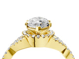 Yellow gold Marquise Cut Diamond with Moissanite side stone Halo Twist Band Solitaire Prong Setting Ring_34