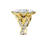 Yellow gold Marquise Cut Diamond with Moissanite side stone Halo Twist Band Solitaire Prong Setting Ring_35