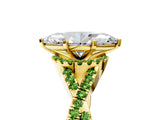Yellow gold Marquise Cut Diamond with Peridot side stone Halo Twist Band Solitaire Prong Setting Ring_17
