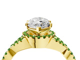 Yellow gold Marquise Cut Diamond with Peridot side stone Halo Twist Band Solitaire Prong Setting Ring_34