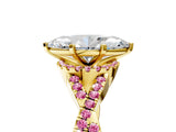 Yellow gold Marquise Cut Diamond with Pink Sapphire side stone Halo Twist Band Solitaire Prong Setting Ring_47