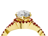Yellow gold Marquise Cut Diamond with Ruby side stone Halo Twist Band Solitaire Prong Setting Ring_16