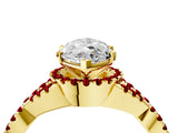 Yellow gold Marquise Cut Diamond with Ruby side stone Halo Twist Band Solitaire Prong Setting Ring_28