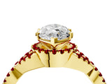 Yellow gold Marquise Cut Diamond with Ruby side stone Halo Twist Band Solitaire Prong Setting Ring_34