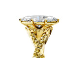Yellow gold Marquise Cut Diamond with Yellow Sapphire side stone Halo Twist Band Solitaire Prong Setting Ring_17