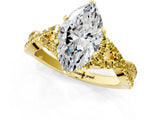 Yellow gold Marquise Cut Diamond with Yellow Sapphire side stone Halo Twist Band Solitaire Prong Setting Ring_43