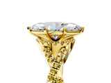 Yellow gold Marquise Cut Diamond with Yellow Sapphire side stone Halo Twist Band Solitaire Prong Setting Ring_47