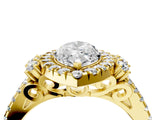 Yellow gold Marquise Cut Double Halo Diamond Engagement Ring with Pave Band and Four-Prong Setting_28