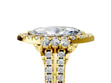 Yellow gold Marquise Cut Double Halo Diamond Engagement Ring with Pave Band and Four-Prong Setting_29