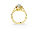 Yellow gold Marquise Cut Double Halo Split Shank Diamond Ring with Prong Setting_55