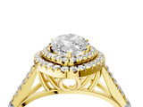 Yellow gold Marquise Cut Double Halo Split Shank Diamond Ring with Prong Setting_56
