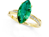 Yellow gold Marquise Cut Emerald Engagement Ring with Side Stone Accents and Four-Prong Setting_28