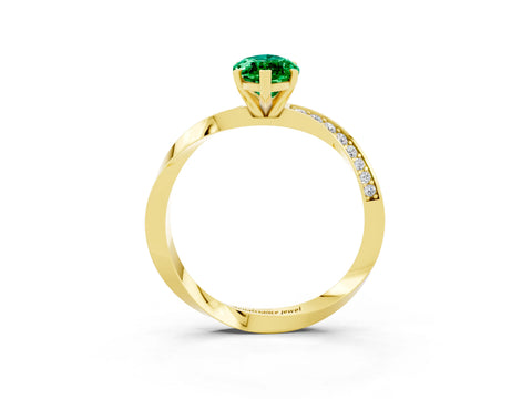 Yellow gold Marquise Cut Emerald Engagement Ring with Side Stone Accents and Four-Prong Setting_30