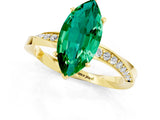 Yellow gold Marquise Cut Emerald Engagement Ring with Side Stone Accents and Four-Prong Setting_61