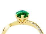 Yellow gold Marquise Cut Emerald Engagement Ring with Side Stone Accents and Four-Prong Setting_64