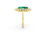 Yellow gold Marquise Cut Emerald Floral Double Halo Engagement Ring with Prong Setting_74