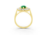 Yellow gold Marquise Cut Emerald Floral Double Halo Engagement Ring with Prong Setting_75