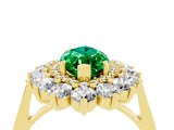 Yellow gold Marquise Cut Emerald Floral Double Halo Engagement Ring with Prong Setting_76