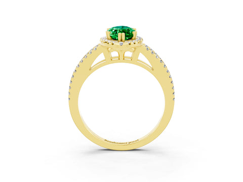 Yellow gold Marquise Cut Emerald Halo Split Shank Engagement Ring_15