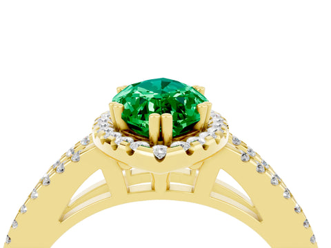 Yellow gold Marquise Cut Emerald Halo Split Shank Engagement Ring_16