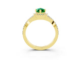 Yellow gold Marquise Cut Emerald  Halo Twist Band Solitaire Prong Setting Ring_27