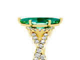 Yellow gold Marquise Cut Emerald  Halo Twist Band Solitaire Prong Setting Ring_29