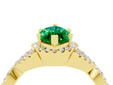 Yellow gold Marquise Cut Emerald  Halo Twist Band Solitaire Prong Setting Ring_46
