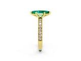 Yellow gold Marquise Cut Emerald Milgrain Pavé Engagement Ring with Four-Prong Setting_2