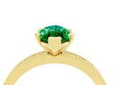 Yellow gold Marquise Cut Emerald Milgrain Pavé Engagement Ring with Four-Prong Setting_4