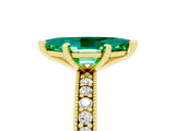 Yellow gold Marquise Cut Emerald Milgrain Pavé Engagement Ring with Four-Prong Setting_5