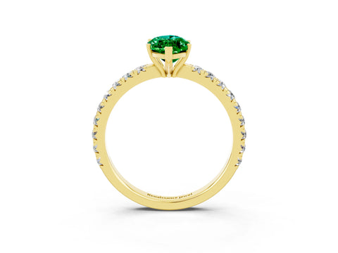 Yellow gold Marquise Cut Emerald Pavé Solitaire Engagement Ring with Four-Prong Setting_15