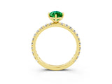 Yellow gold Marquise Cut Emerald Pavé Solitaire Ring with Round Band and Prong Setting_27