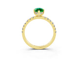 Yellow gold Marquise Cut Emerald Pave Band Solitaire Ring with Four-Prong Setting_27