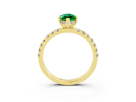 Yellow gold Marquise Cut Emerald Pave Band Solitaire Ring with Four-Prong Setting_27