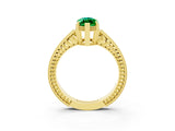 Yellow gold Marquise Cut Emerald Ring with Milgrain Pavé Band and Four-Prong Setting_15
