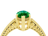Yellow gold Marquise Cut Emerald Ring with Milgrain Pavé Band and Four-Prong Setting_16