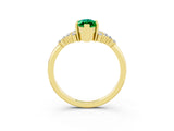 Yellow gold Marquise Cut Emerald Ring with Side Stones and Four-Prong Setting_39