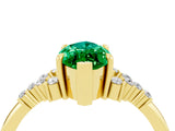 Yellow gold Marquise Cut Emerald Ring with Side Stones and Four-Prong Setting_40